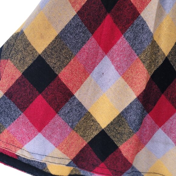 60/70s Autumn A-Line Vintage Plaid Check Side-Button Pleated Skirt XS 24" waist - Picture 10 of 11